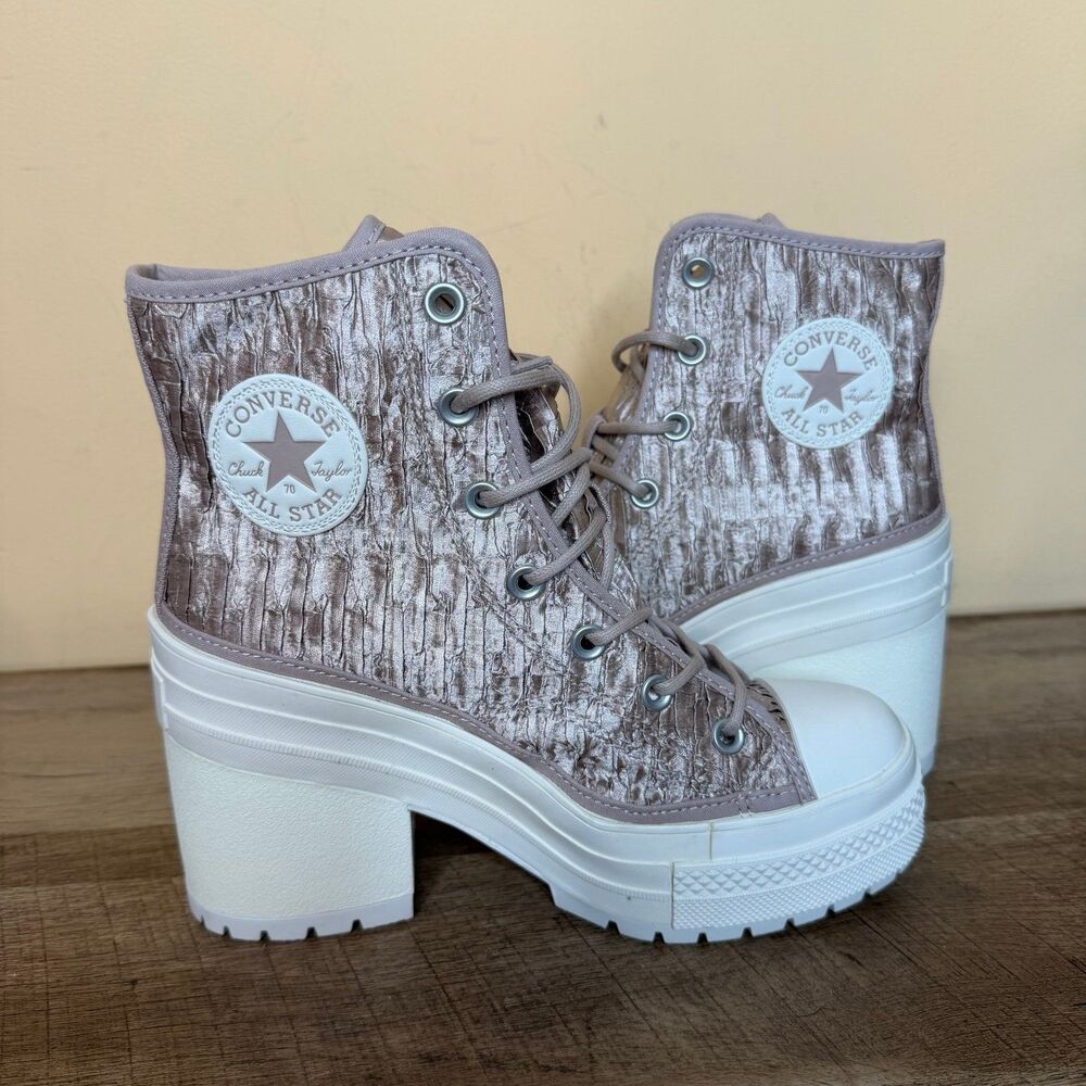 Converse Women Chuck 70 de Luxe Heel shoes wrinkled satin boots size 7.5 - Picture 1 of 9